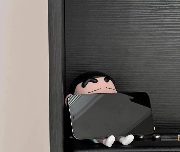 Image of YOURKARTS.COM Cute Shin-Chan Mobile Holder | ABS Cartoon Figurine Phone Stand for Desk | Non-Slip and Portable Mobile Support for Tablets | Cute Holder for Boys & Girls Use Home or Office
