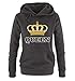 Produktbild Comedy Shirts - Queen - Krone II - Damen Hoodie - Schwarz / Weiss-Gold Gr. M