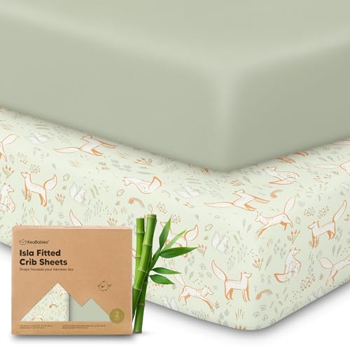 Image of KeaBabies 2-Pack Baby Crib Sheets for Boys, Girls - 52x28 Viscose Derived from Bamboo Toddler Bed Sheets Neutral, Fitted Crib Mattress Cover for Standard Baby Bedding, Soft & Cozy (Foxtrot)
