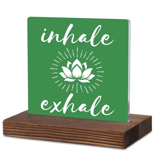 Inhale Exhale Lotus Acrylic Decor, Inspirational Perfect Gifts for Instructor Women Men Friend Coworker, Meditation Room Spiritual Room Home Office Workers Gym Mental Health Decorative KAS69