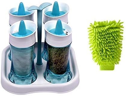 Gannu Crystal Design Plastic Spice Rack Set 110 ML Each (Pack of 4)+ Free 1 Cleaning Microfiber Dusting Gloves