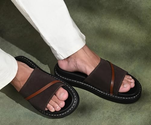 Image of LOUIS STITCH Comfortable Men's Sandals | Lightweight Casual Stylish Slip-On Slides Sandals| Everyday Wear Sandals with PU Cushion Sole | LSOF-21