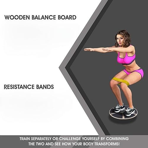 Yes4All Combo Wooden Wobble Balance Board & Loop Resistance Bands, Special Combo Balance Board, Core Training, Home Gym Workout by Yes4All - Image 3