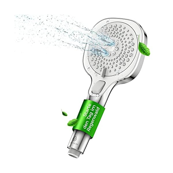Grimm Duschkopf wassersparend | Regendusche | Wassersparender-Duschkopf [Wasserstopp-Funktion] | Antikalk | Duschbrause…