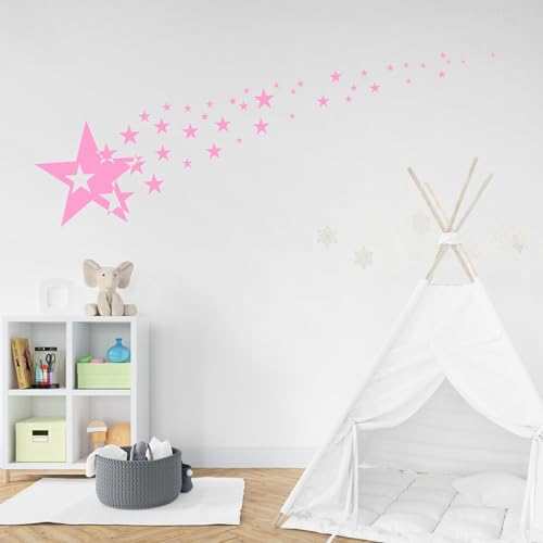 Image of TOMALL 1 Pair 62.6'' Stars Graphics Vinyl Decals for Car Body Door Sides Universal Waterproof Stars Stickers Decoration for Vehicles SUV Truck Off-Road Home Wall (Pink)