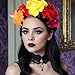 Amabro Halloween Headbands, Floral Day of the Dead Headband Mexican Flower Rose Crown Headpiece Halloween Cosplay Party Headdress Costume Hair Wreath Decorations for Women Men