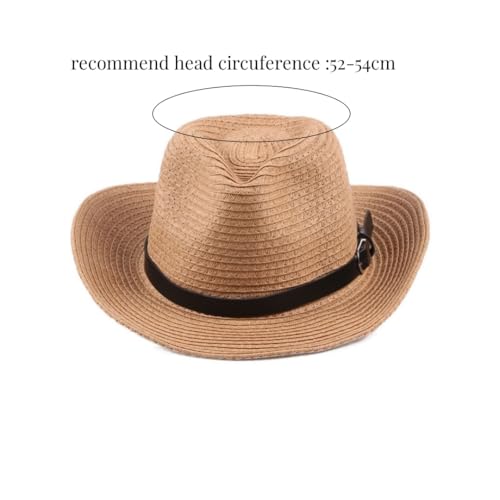 Kids Straw Cowboy Hat Wide Brim Sun Hat Shapeable Western Style Country Cowgirl Summer Panama Hat Sombrero UPF 50+ Beach Hat3
