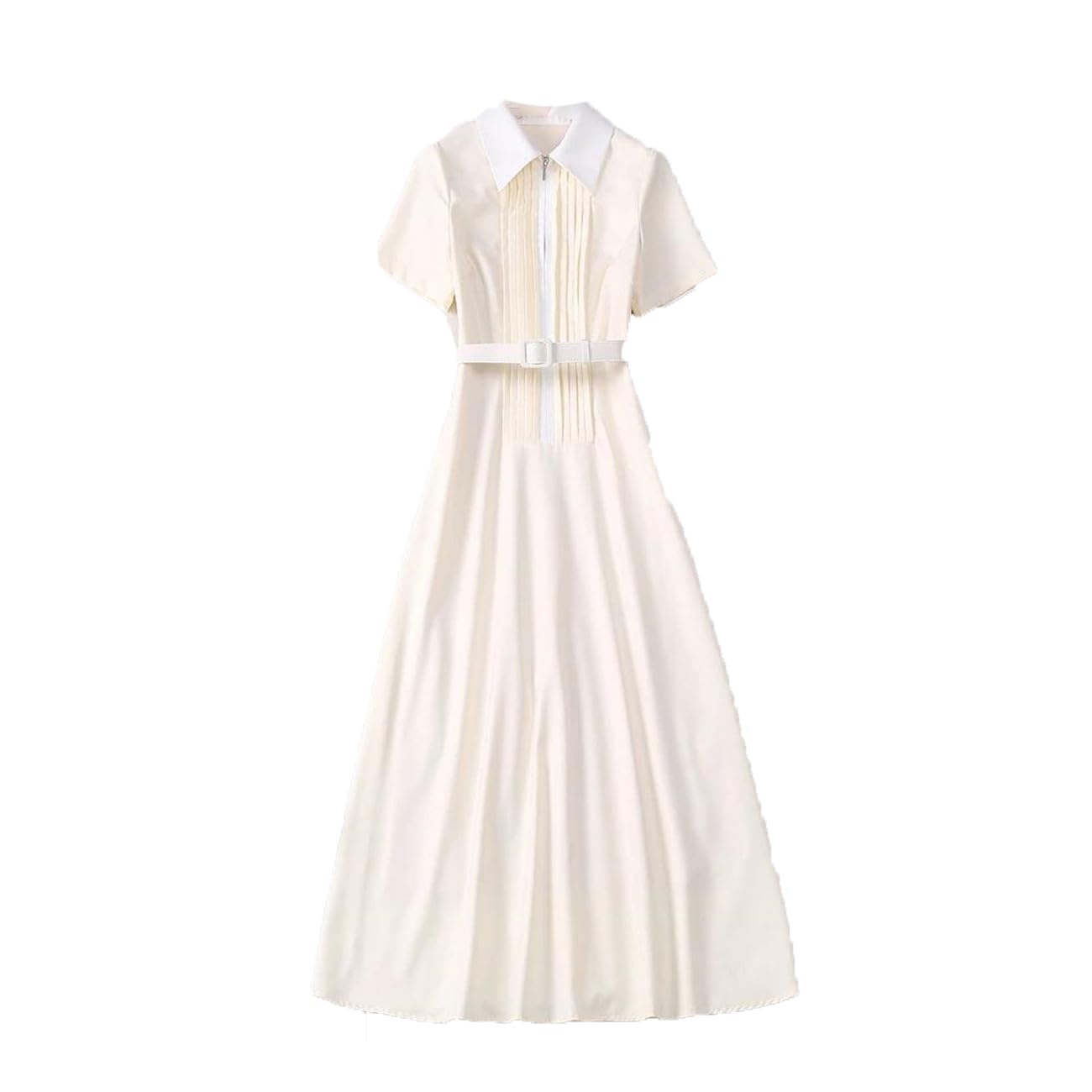 Yeuyyben Abito estivo da donna, a maniche corte, plissettato, patchwork, per feste