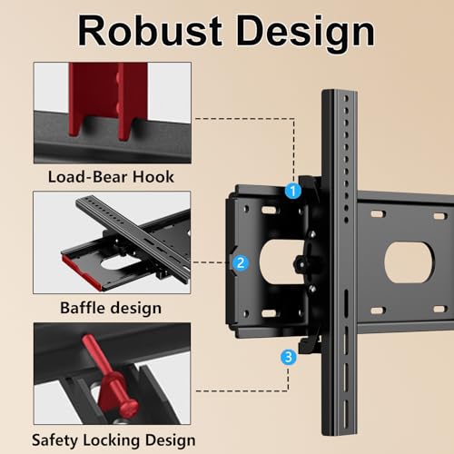 JXMTSPW TV Wall Bracket for Most 42-85 Inch LCD LED Flat Curved TVs up to 85kg, Low Profile Tilt Bracket, Heavy Duty Television Wall Mount with Max VESA 700x500mm, Universal Large TV Mount - Image 2