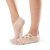 Toesox Women's Elle Full Toe Grip Socks - Non-Slip for Pilates, Barre, Yoga & Ballet