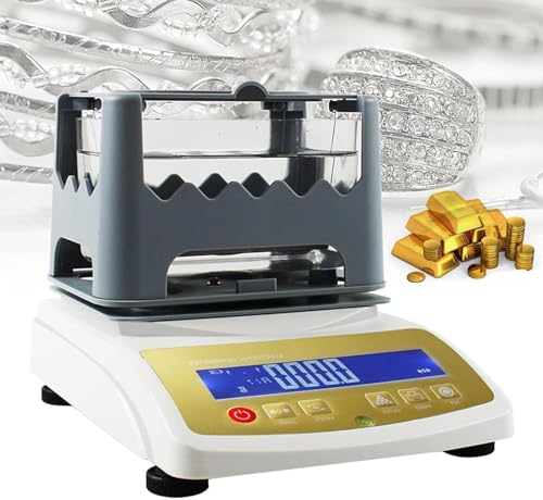 Gold Purity Analyser Meter Digital Electronic Gold Purity Tester Machine for Jewelry Industry Bank Pawn Industry Gold Precious Metal Research Lab Weighing Precision 0.01g,Resolution 0.001g/cm3(300K)