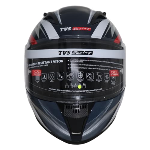 Image of TVS Racing Bluetooth Ready Helmet for Men's Bike: Full Face Helmet for Men, Premium Bike Helmet for Ultimate Safety & Style - Riding Helmets for Men Bike Adventures White /Black