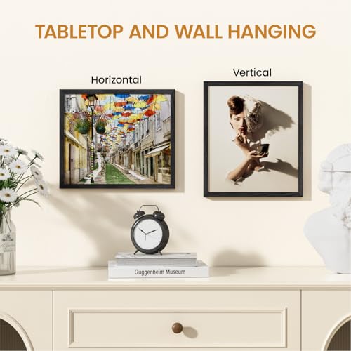 Image of 11x13 Picture Frame,Solid Oak Wood 11 inchx13 inch Photo Frame, Black Color Tempered Real Glass 11 by 13 Wooden Frames with No Mat,13x11 Picture Frames for Wall or Tabletop Display