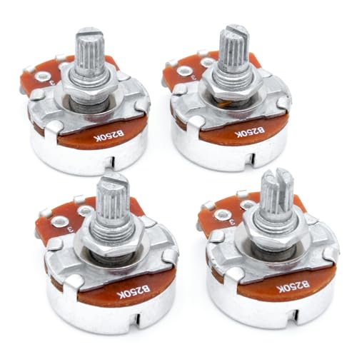 Xuxing 4PCS Guitar Large Potentiometer Audio Volume Taper Pots for Electric Guitar or Bass Guitar (B250K, Short 15mm Shaft)