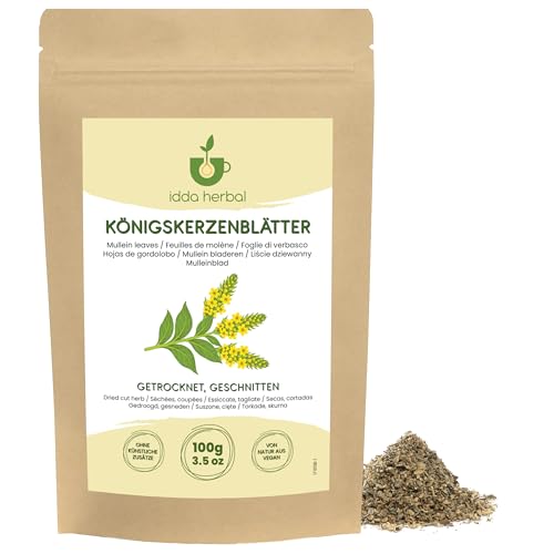 IDDA Herbal Königskerze Tee 100g Königskerzenblätter geschnitten Mullein Tee Königskerze Blätter