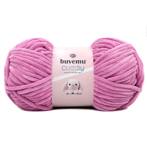 Image of Cuddly Velvet Chenille Yarn, Super Soft Fluffy Bulky for Knitting Crocheting Crafting Blanket Amigurumi, Durable for Shedding, 100 Gram (3.53 Ounces) 109 Yards (100 Meters) (Charm Pink)