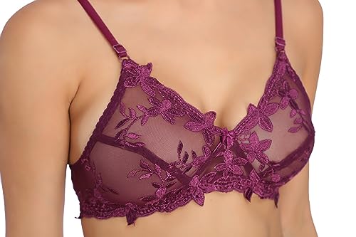 Image of Tipsy Women's Net Lace Non Padded Non Wired Bra Panty Set
