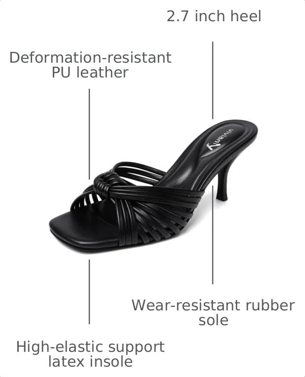 Image of Women's Strappy Square Open Toe Kitten Heels Sandals Knotted Design