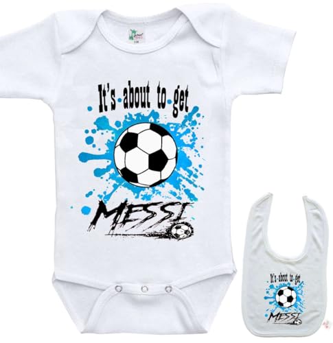 SHIRTZIE DESIGNS Its going to get Messi onesie -infant newborn baby girl/boy bodysuit & Bib set