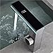 Digital Display Bathroom Black Faucet with Sensor Basin Mixer Tap LED Brass Water Sink Crane Hot Cold Intelligent Tools(Black)