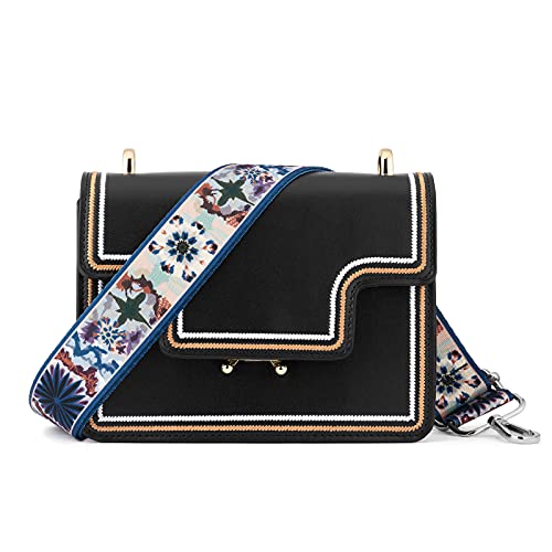Image of Silvery Buckles Wide Shoulder Strap Adjustable Replacement Belt Crossbody Canvas Bag Handbag