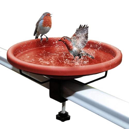 Baño para pájaros metálico y resistente con abrazadera estable para balcón 2