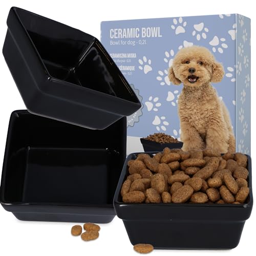 Ciotola In Ceramica Quadrata Per Cani Cuccioli Gatti Animali Domestici 0,2 L Universale Per Cibo Secco E Umido O Acqua Standard Universale
