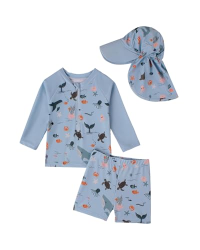 JiAmy UV Vêtements de bain Bébé Garçon Maillot de bain avec chapeau Maillot de bain Bébé Enfant Maillot de bain une pièce Maillot de bain Vêtements de...