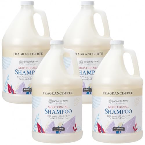 Image of Ginger Lily Farms Botanicals Shampoo, 128oz /4pk, Fragrance Free | 100% Vegan & Cruelty-Free | Moisturizing Shampoo for All Hair Types | Refill Size