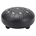 Steel Tongue Drum 6in 11 Tones Carbon Steel Mini Percussion Instrument - Outdoor Sound, Durable Construction, Garden Relaxation (Black)
