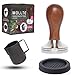 Produktbild MÖLLTE Kaffee Tamper Set aus Edelstahl mit Holzgriff - Espresso Tamper mit Milchkännchen, Silikonmatte und Dosierlöffel - Barista Stempel, Kaffeestampfer - Kaffeemehlpresser (51mm)