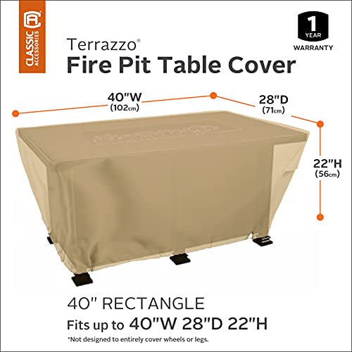 Classic Accessories Terrazzo Water-Resistant 40 Inch Rectangular Fire Pit Table Cover #TOP1