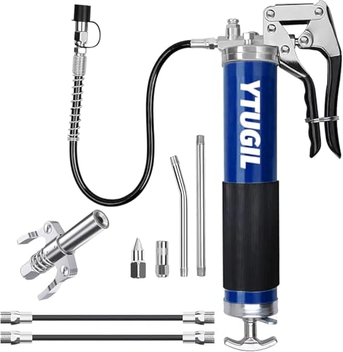 Image of YTUGIL Grease Gun with Flexible Hose,Coupler, Metal Pipes, Nozzles