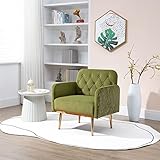 EasyParner Modern Velvet Accent Chair Living Room Armchair Comfy Vanity Chair Upholstered Sofa Barre