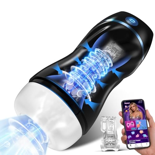 AI Interactive Sucking Male Masturbators - 7 Vibration & Suction Hands Free Pocket Pussy Male Stroker with 3D Realistic Textured, Blowjob Toy Penis Pump Adult Male Sex Toys for Men Erotic Massage Kits