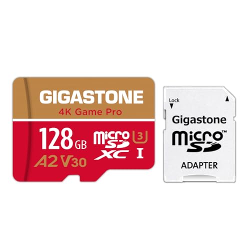 Gigastone 128GB Micro SD Card, 4K Game Pro, Nintendo-Switch SD Card Compatible, A2 Run App, 4K Video Recording, R/W up to 100/50MB/s, Micro SDXC UHS-I A2 V30 U3 C10 Class 10
