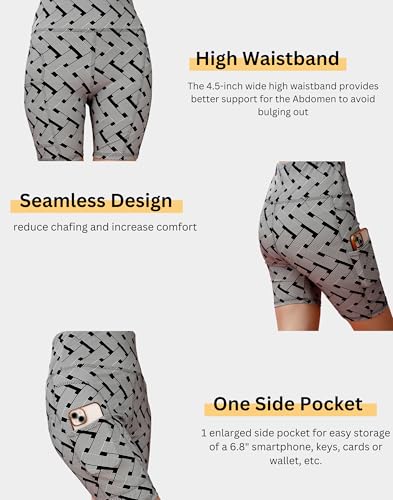 Image of Women's Polyester Stretchable Gym Shorts with Side Pockets High Waist Slim Fit Above Knee Length Activewear Tights Gym Fitness Cycling Running Yoga Shorts for Women