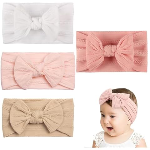 4 PCS Baby Bow Turban Headband Set Cover