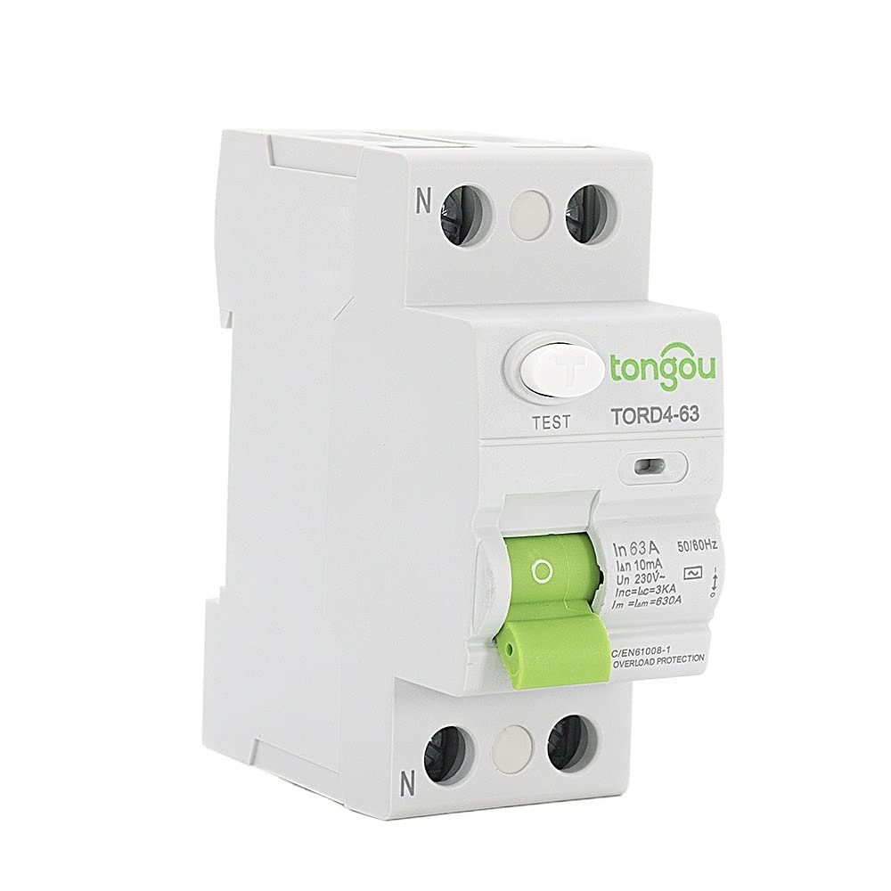 Disjoncteur,Disjoncteur Différentiel AC 2P 63A 110V 230V 1 Disjoncteur de courant de courant de type électronique 0MA (Size : 2, Color : 63A 100mA)