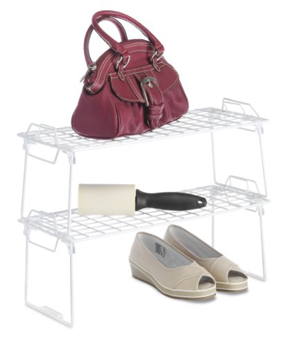 Whitmor Wire Grid Stacking Shelf Medium, 7"D X 18"W X 7"H, White #TOP2
