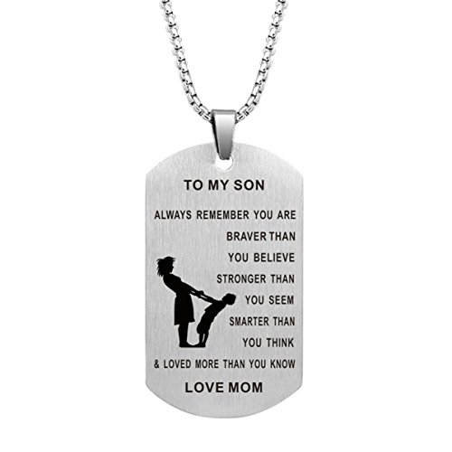 Dad Mom To Son Dog Tag Necklace Military Mens Jewelry Custom Stainless Steel Pendant Love Birthday Gifts (Mum To Son 1)