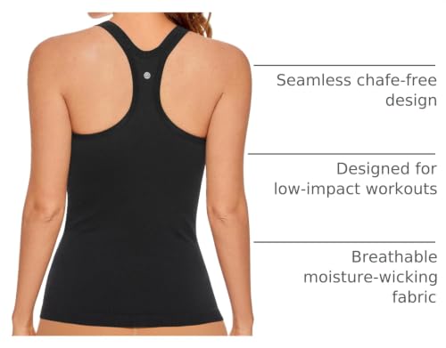 Image of CRZ YOGA Seamless Rib Scoop Neck Tank Tops | Built in Bra, Light Support, Removable Pads, Yoga, Ribbed, Racerback, for Women
