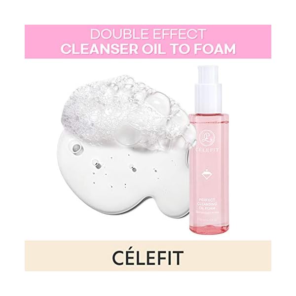 CELEFIT Double Effect Cleanser Oil to Foam - Korean Cleansing Oil Makeup Remover Foaming Facial Cleanser | Makeup Remover Oil to Foam Cleanser Face Wash for Women & Men | Korean Oil Cleanser (6.34oz)
