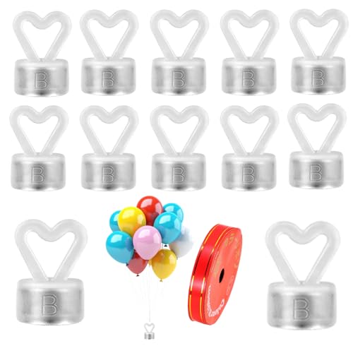 12 pesos para globos y cinta naranja de 9 m, soporte para globos tipo corazón, reutilizable para decoración de fiesta de cumpleaños, boda