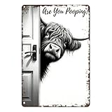 Kuh-Wandkunst, mühelose Einrichtung, S/M/L, Highlând Cow Metallschild, lustige Tier-Badezimmer-Wandkunst, vielseitige Platzierung, für Zuhause, Wohnung, Büro, Hotel und Puderzimmer