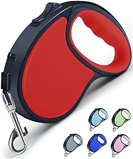 Retractable Dog Lead, ANCOOLE 5M/16FT Extendable Dog Lead 360°Tangle-Free Smooth&Durable Nylon Tape with Anti-Slip Handle, One-Handed Brake for Small Medium Dogs (Grey)