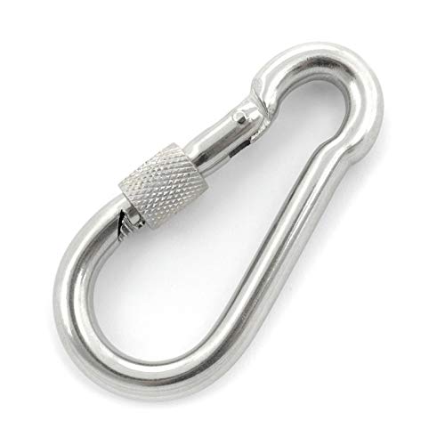 Preisvergleich Produktbild Karabinerhaken 5mm mit Sicherung 1 Stk. Edelstahl Karabiner Edelstahl V4A Drahtseil