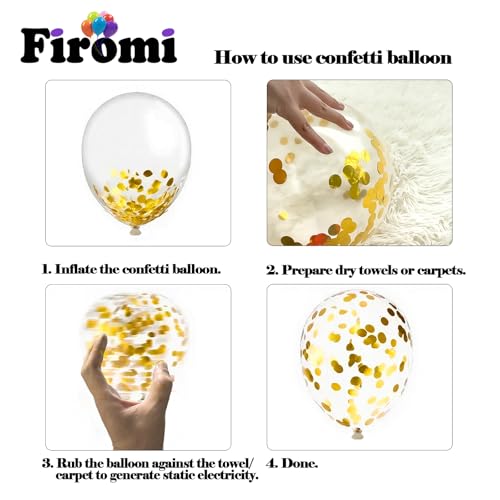 Image of Firomi Metallic Chrome Gold Black Balloons 12 Inch 70 pack (with 2 Ribbons)