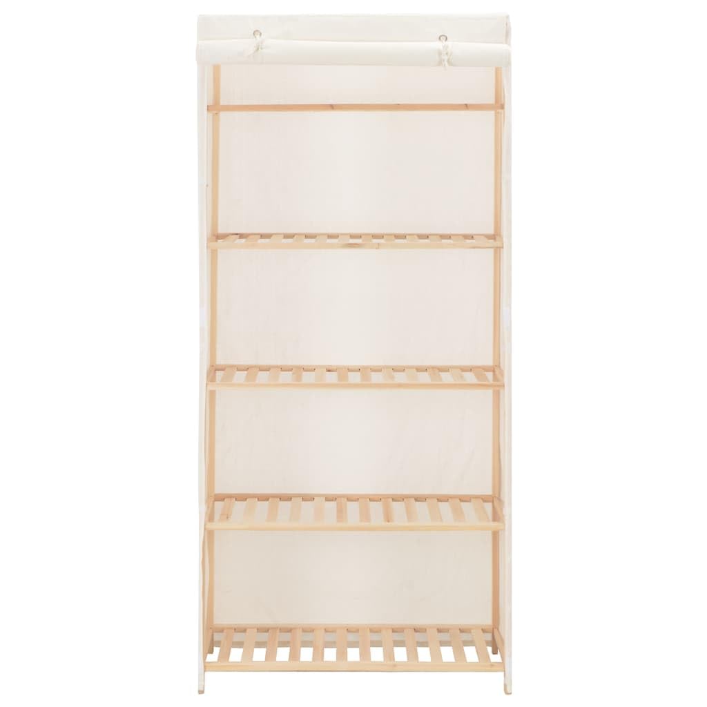 Kleiderschrank Weiß 79 x 40 x 170 cm Stoff mit 4 festen Regalböden und Kleiderständer – Praktische Kleiderbox zur Aufbewahrung von Kleidung und Schuhen