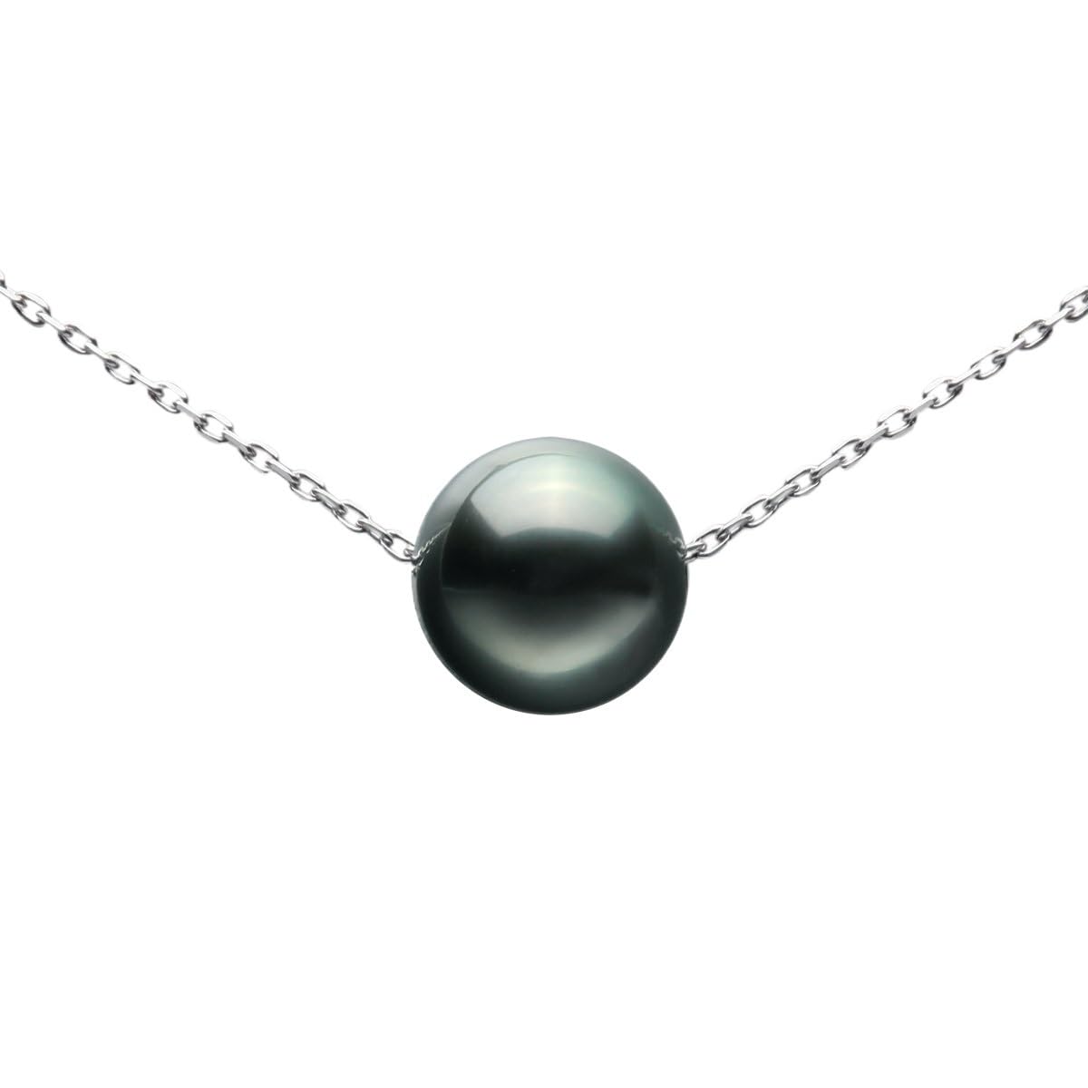 Perlenkette Perlen Kette Halskette Mit Schwarzen Tahiti-Perlen For Damen, Anhänger Mit Schwarzen Zuchtperlen Perlenschmuck